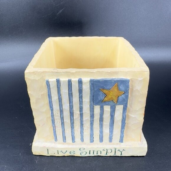 Lang Candles 1999 Square Votive Candle Holder Resin Live Well Cat Heart Raised - Picture 9 of 12